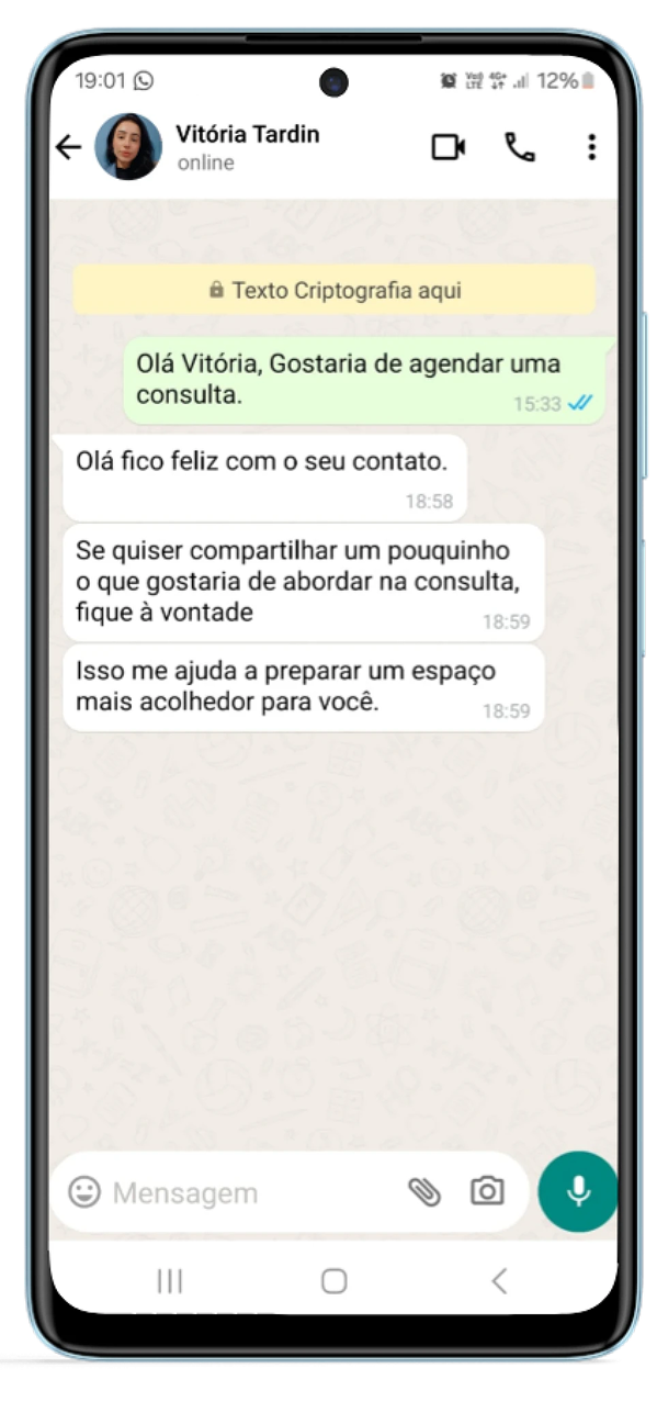 Conversa no WhatsApp com Vitória Tardin